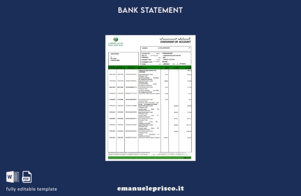 stile verificato Estratto conto bancario islamico degli Emirati Arabi Uniti Duab
